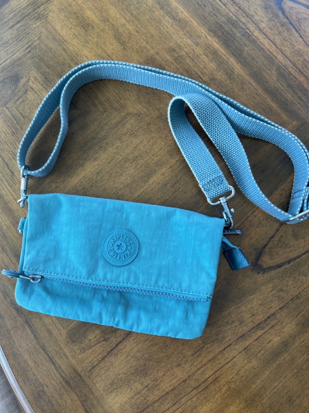 Kipling Teal Blue Crossbody Bag with Adjustable Strap